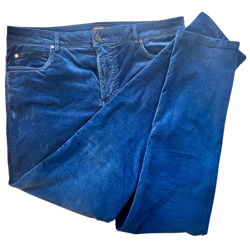 J McLaughlin Blue Velvet‎ Pants Womens 10 Stretch Slim Straight Casual Chic